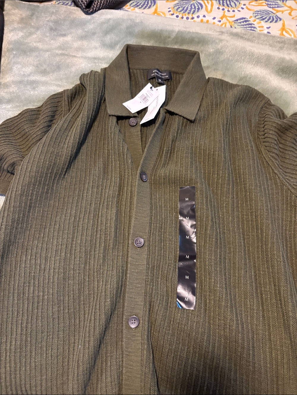 Banana Republic Olive Green Ribbed Button-Up Shirt Jacket